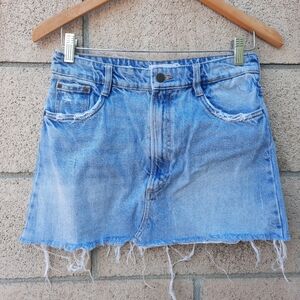 Zara Authentic Denim by TRF Women's Distressed Frayed Skirt Size 28 Blue